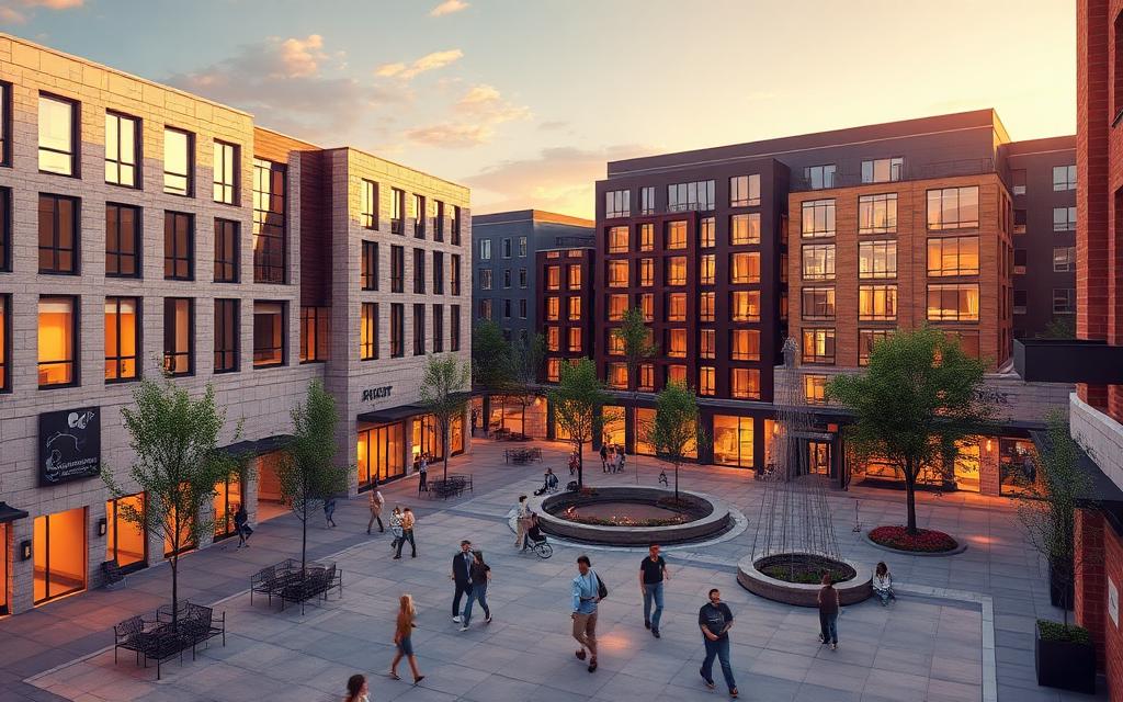 BTJ Plaza courtyard and residential campus